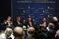 Panelists (L to R) Dr. Bill Nelson, Dr. Web Cavenee, Dr. Michael Hall, and Dr. Chi Van Dang with moderator Dr. Mary-Claire King