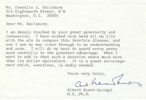 1971 Szent-Gyorgyi - Salisbury letter 1971 Szent-Gyorgyi - Salisbury letter