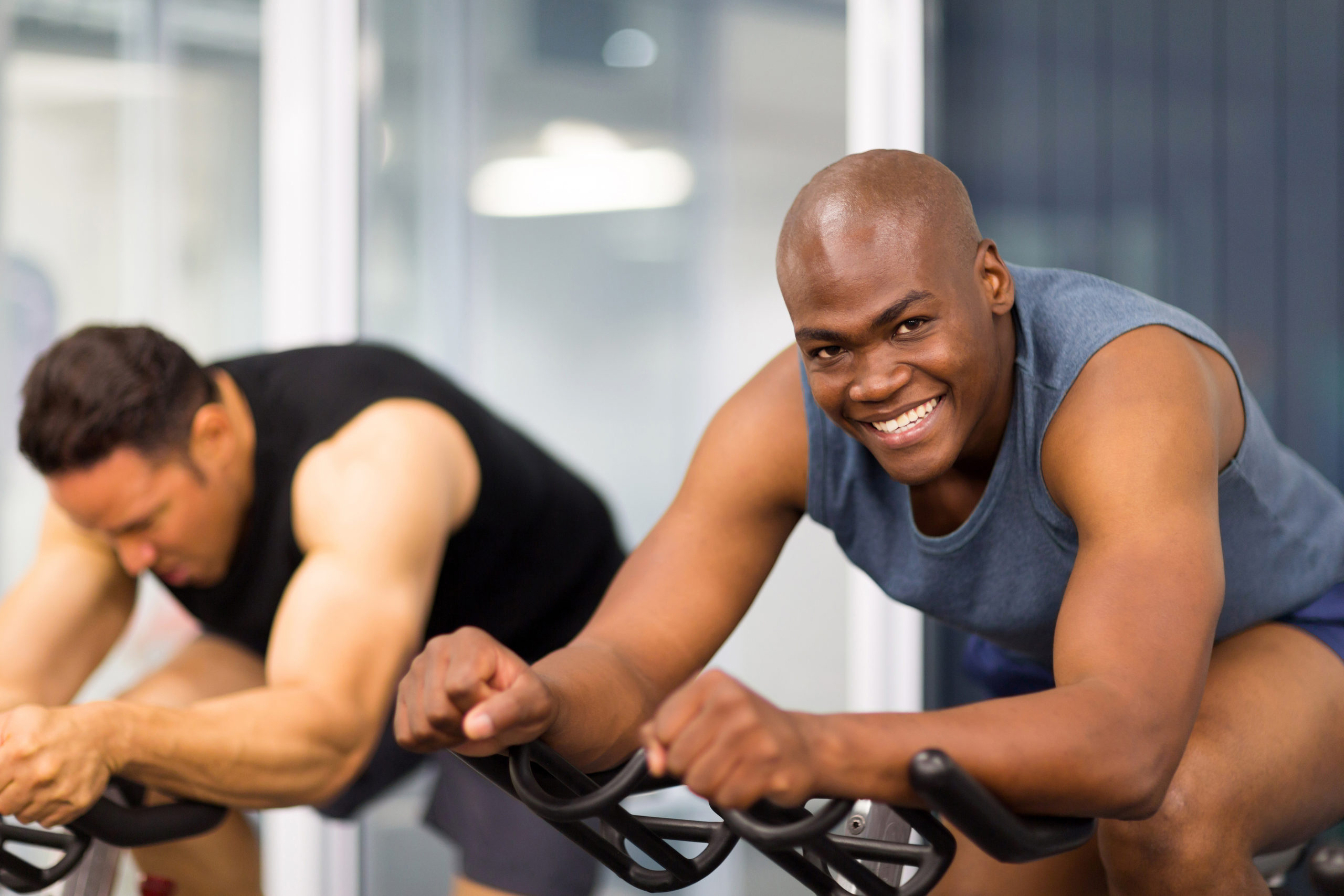 Healthy,Men,On,Gym,Bike