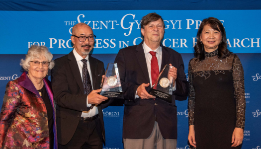 2 2021 szent-gyorgyi Prize Winners with Trophies