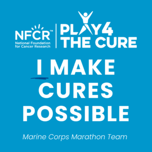 I MAKE CURES POSSIBLE MCM Team electric blue Marine Corps Marathon Team 2023