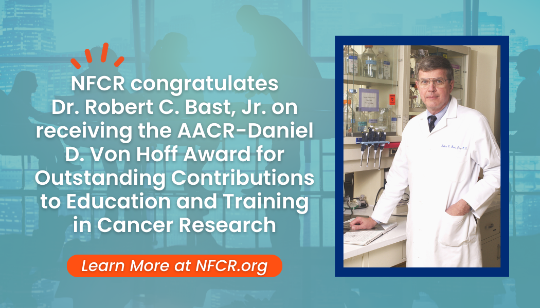 Robert C. Bast, Jr. on receiving the AACR-Daniel D. Von Hoff Award